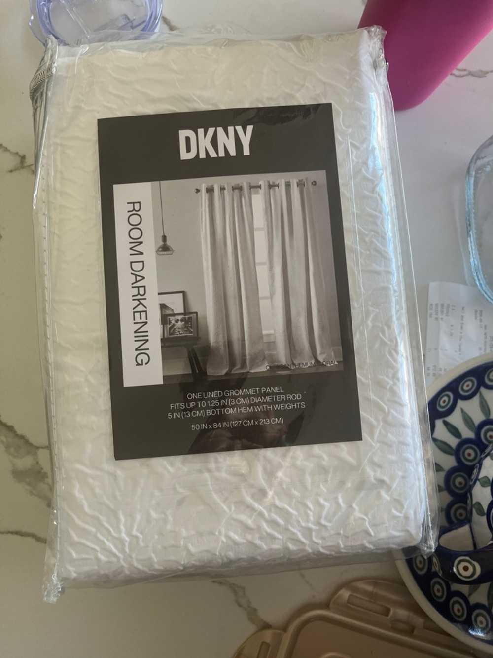 DKNY White Room Darkening Grommet Curtain Panel